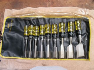 Stanley Vintage 60 Series 9 Pc Chisel Set With Pouch Usa Made