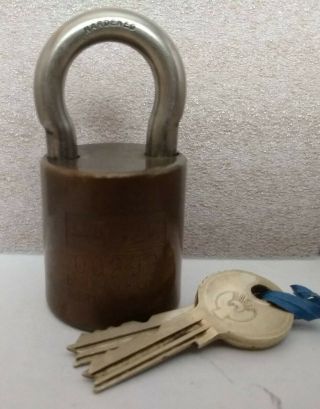 Vintage Irs Eagle Supr - Security Brass Barrel Padlock 00292 - With 2 Keys