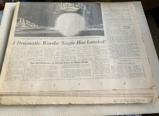 The Miami Herald “Man Lands On The Moon”Eagle Has Landed” July 21,  1969 Newspaper 3