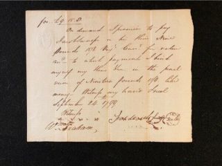 1799 Virginia Handwritten Promissory Note 4¢ Embossed Revenue