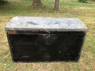 Antique Vintage Large Wood Dome Top Machinists Tool Box Chest Trunk Drawers Tin