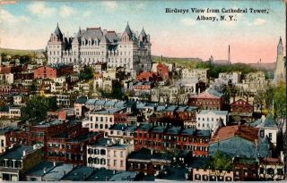 Vintage Postcard Postmarked 1916 Birdseye View From Cathedral Tower Albany Ny