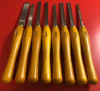 Marples Sheffield Lathe Chisels (set Of 8) Woodworking Carving Tool England