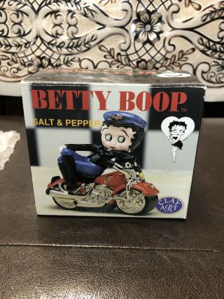 Betty Boop Motorcycle Salt And Pepper Shakers Clay Art 2000