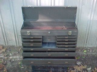 Kennedy 52611 Vintage Machinist Tool Chest Box 11 Drawer Brown Steel With Keys