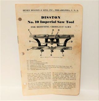 Vintage Disston Imperial Saw Tool Refitting Cross - Cut Saws 8 Page Instructions