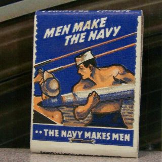 Vintage Matchbook M5 United States Navy Makes Men Colorful Military Freedom Man