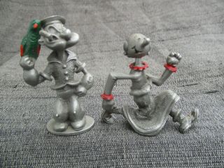 Old Vintage 1980 Popeye & Olive Oyl Pewter Spoontiques Figurine Set