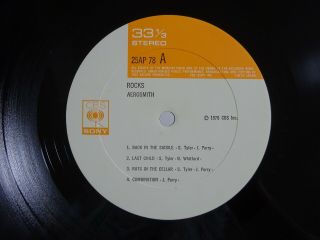 Aerosmith Rocks CBS/Sony 25AP 78 Japan VINYL LP OBI 3