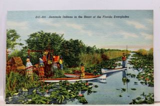 Florida Fl Everglades Seminole Indians Postcard Old Vintage Card View Standard