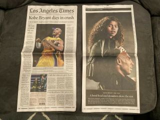 Kobe Bryant Los Angeles Lakers La Times Newspaper Los Angeles Times 1/27/20