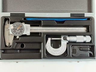 Brown & Sharpe 599 - 579 - 5 Dial Caliper And Dial Test Indicator Micrometer W/case