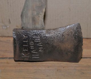 Early antique Kelly Hand Made axe collectible embossed logging tool single bit 2