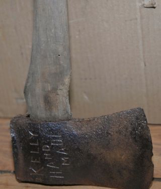 Early antique Kelly Hand Made axe collectible embossed logging tool single bit 3