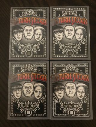 4 Decks Of The Three Stooges Playing Cards (produced By Chris Chelko)