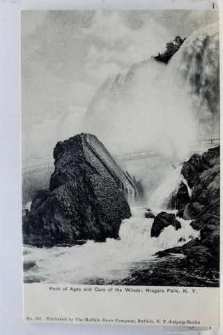York Ny Niagara Falls Cave Of The Winds Rock Of Ages Postcard Old Vintage Pc