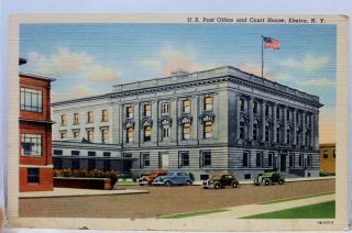 York Ny Elmira Us Post Office Court House Postcard Old Vintage Card View Pc