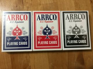 Arrco Playing Cards Blue Red Ohio Blue Seals Decks Black Nymp