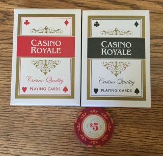 Casino Royale James Bond 007 Playing Cards 2 Deck Set & $5 Chip Cartamundi 2