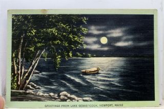 Maine Me Newport Lake Sebasticook Greetings Postcard Old Vintage Card View Post