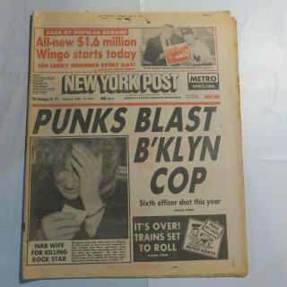 York Post April 18 1983 Punks Blast Cop Gail Collins Felix Pappalardi N7