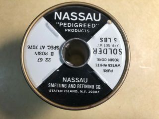 Nassau Pure Waterwhite Rosin Solder Pedigreed At&t Western Electric Spec - 7076