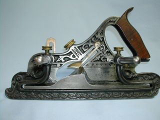 Scarce Stanley No.  41 Miller ' s patent Plow Plane w/ 8 Cutters,  1870 Patent 2