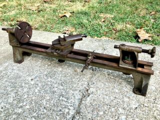 Antique Cast Iron Wood Metal Turning Lathe 202 Compound Tool Saddle Spindle 26 "