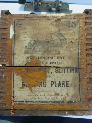 Stanley 45 Beading Combination Plane 2 Pat Dates 1884 95 White Label Wooden Box
