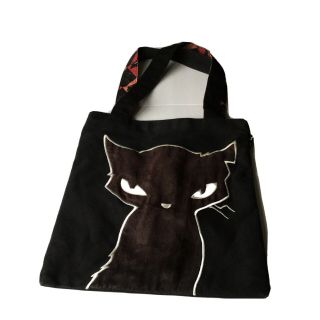 Emily The Strange Black Cat Purse/tote/book Bag Lined W/orange & Black & Cats