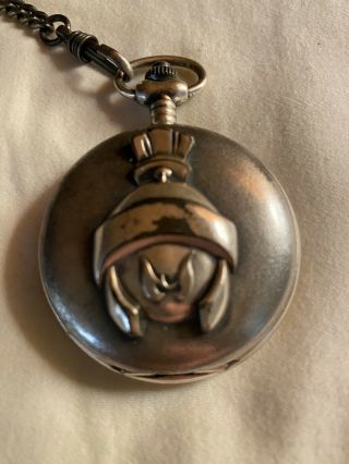 Marvin The Martian Pocket Watch.  Great Shape.  Needs Battery.  Wb 1999