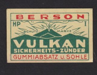 Old Matchbox Label Austria Bn104547 Berson Vulkan Vulcan
