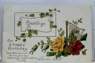 Greetings For A Happy Birthday Postcard Old Vintage Card View Standard Souvenir