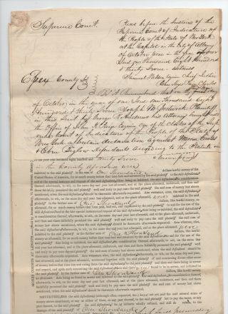 1838 York Supreme Court Document Signed By John Keyes Paige - Essex County