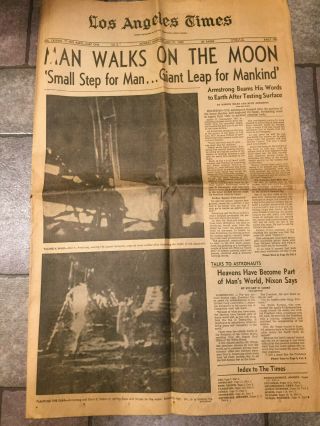 Los Angeles Times Apollo 11 Moon Landing Newspaper 7 - 21 - 1969 Poet Laureate 50 Yr