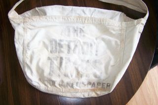 Vintage The Detroit Times Newspaper Paperboy Delivery Bag Canvas