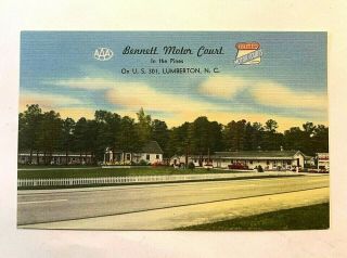 Vintage 1951 " Bennett Motor Court,  Lumberton,  N.  C.  " Pc 829