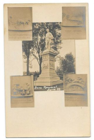 Rppc Burns Monument,  Barre,  Vt Multi View Vintage Postcard