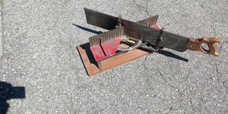 74a Millers Falls Langdon Acme Mitre Box With Disston And Sons 16 " X 2 " Saw