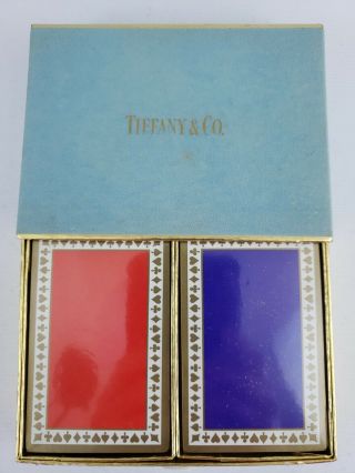 Vintage Tiffany & Co Playing Cards Red And Blue Box Mid Century