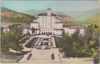 Vintage Hand Color Postcard,  The Broadmoor Hotel,  Colorado Springs,  Colorado