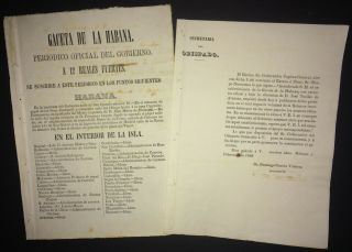 1848 Spanish Colonial Antilles Official Newspaper Decree Establishing Gaceta