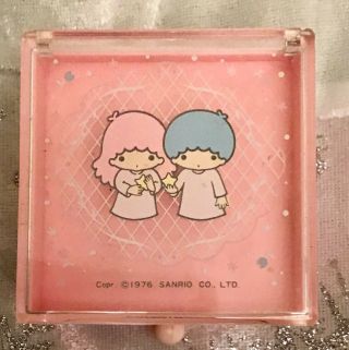 Vintage Sanrio Little Twin Stars 1976 Mini Pink Trinket Box Flip Lid Drawer Euc