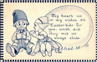 Vintage Postcard Postmarked 1916 My Heart Iss In My Vishes Dis Easter - Tide…