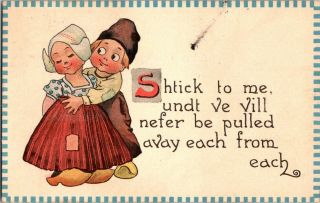 Vintage Postcard Postmarked 1916 Chtick To Me Undt Ve Vill….  C.  S.  108