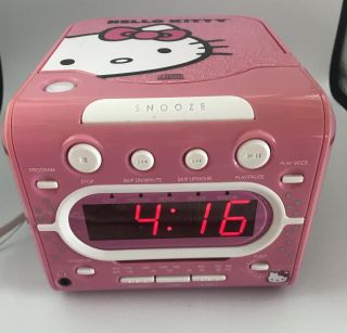 Hello Kitty Am/fm Radio Cd Player Alarm Clock Pink Model Kt2053a