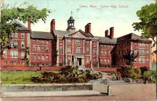 Vintage Postcard Postmarked 1908 Salem Mass Salem High School