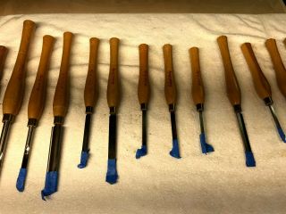 Set of 13 Robert Sorby Wood Lathe Knives and Woodworking Chisels and Sharp 3