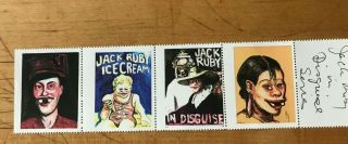 MAIL ART Blaster Al Ackerman 1999 Stamps Jack Ruby in Disguise 3