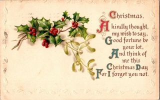 Vintage Postcard Postmarked 1907 Christmas A Kindly Thought…